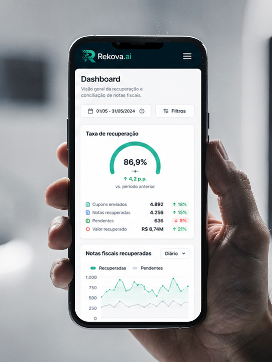 Aplicativo Rekova em smartphone